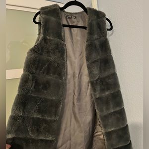 Grey faux fur vest